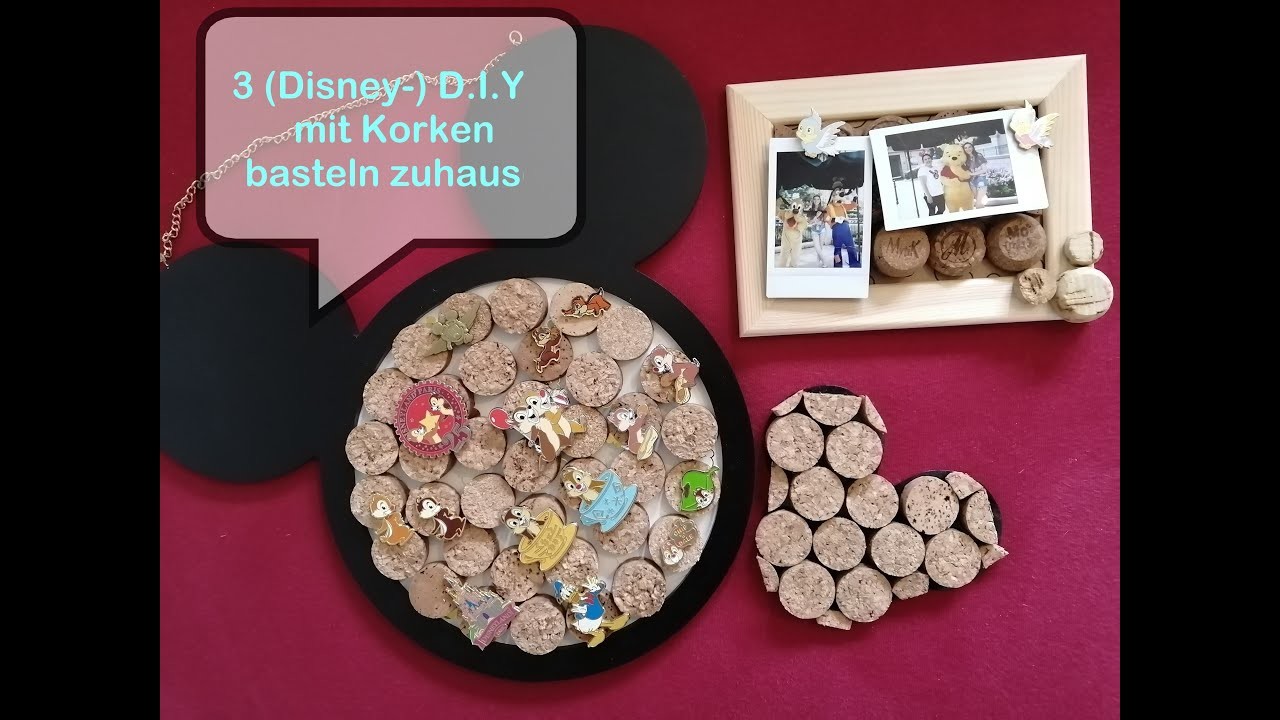 D.I.Y mit Korken Disney inspiriert 3 Stück Bilderrahmen Pinnwand Untersetzer Basteln zuhause