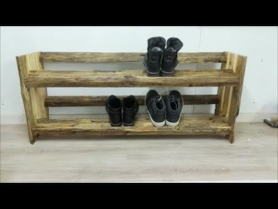 Einfaches, modernes und rustikales Schuhregal aus altem Palettenholz (simple and rustic shoe rack)