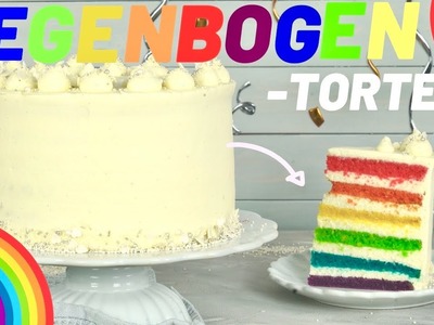 Geburtstagstorte für Kinder: Regenbogentorte selber machen. Rainbow Cake Tutorial
