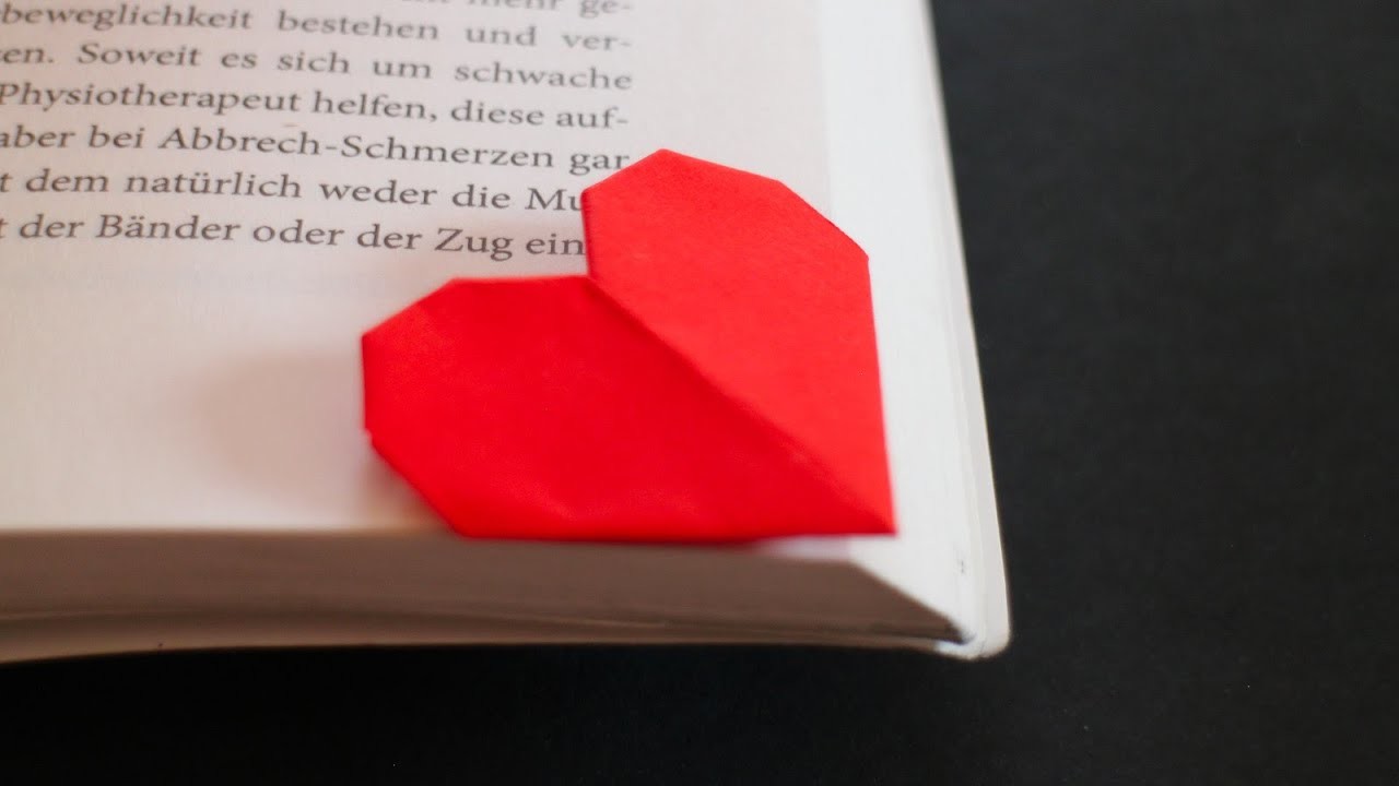 Herz Lesezeichen aus Papier, Geschenk selber machen für Muttertag, Geburtstag & Valentinstag