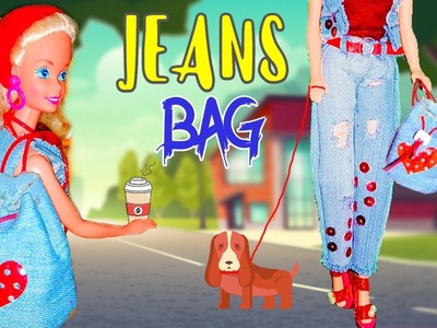 HOW TO MAKE BARBIE JEANS BAG: Barbie Jean Pants DIY,  Barbie Jean Bag, Barbie Jean Jacket (????????????❤️)