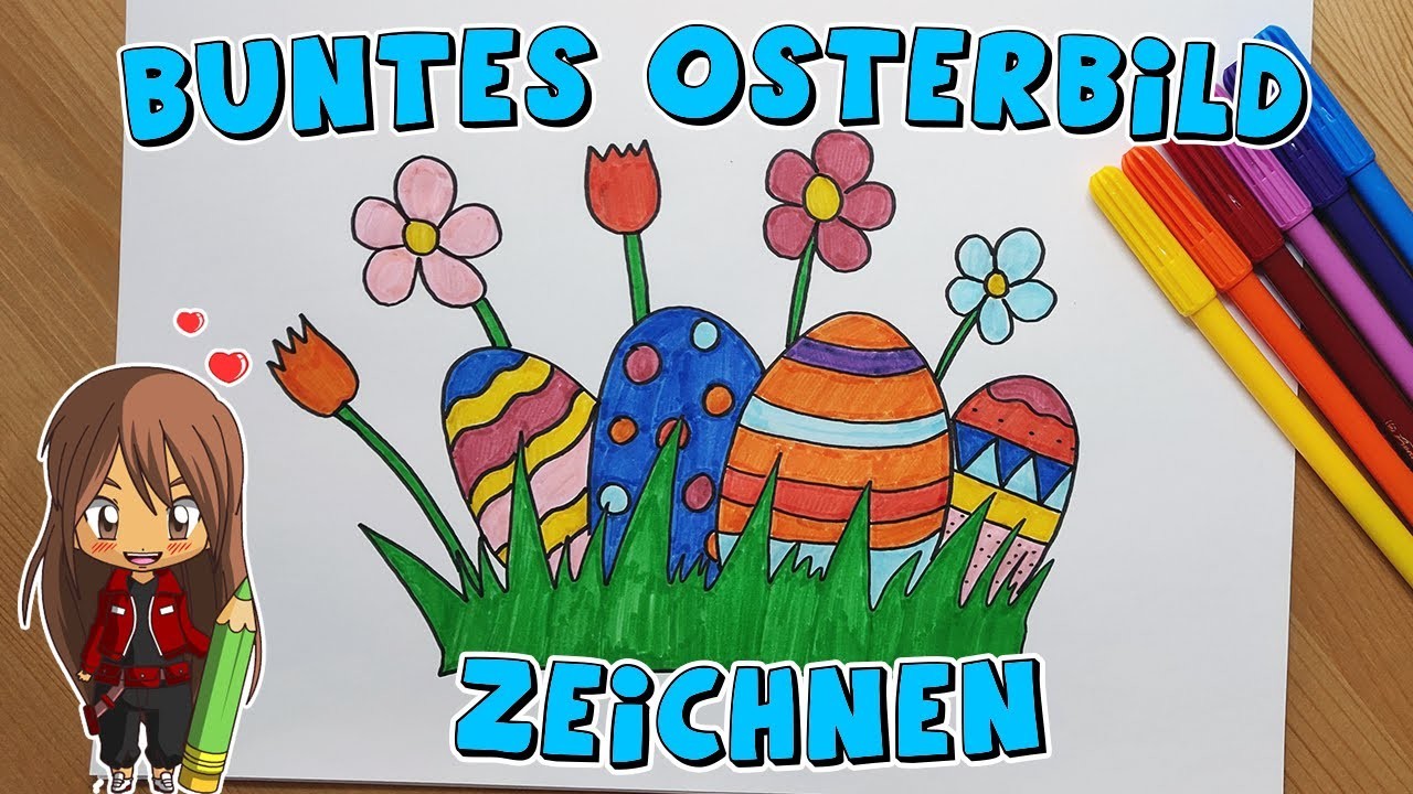 Buntes Osterbild einfach malen für Kinder | ab 6 Jahren | Malen mit Evi | deutsch