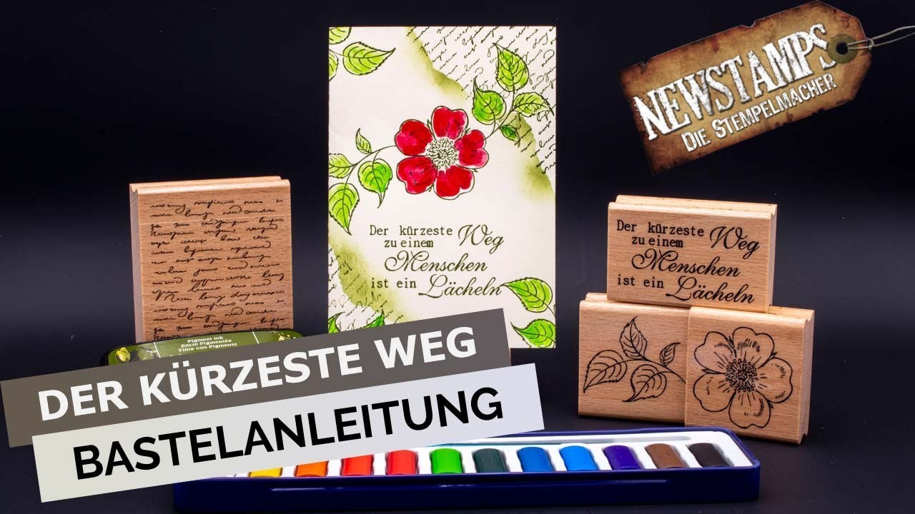 Grusskarte "Der kürzeste Weg" Bastelanleitung mit Papier und Stempeln - Karte basteln DIY Tutorial