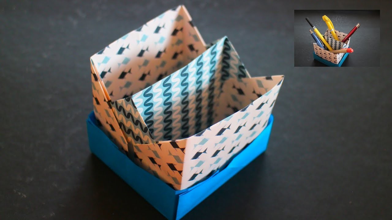 Origami Schachtel selber falten 'Stiftehalter' home office DIY Basteln mit Papier [W+]