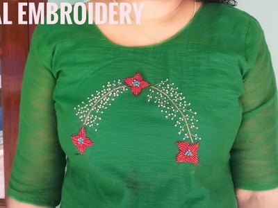 Plain material വാങ്ങി എളുപ്പത്തിൽ ചെയ്യാം ഈ embroidery||hand embroidery||