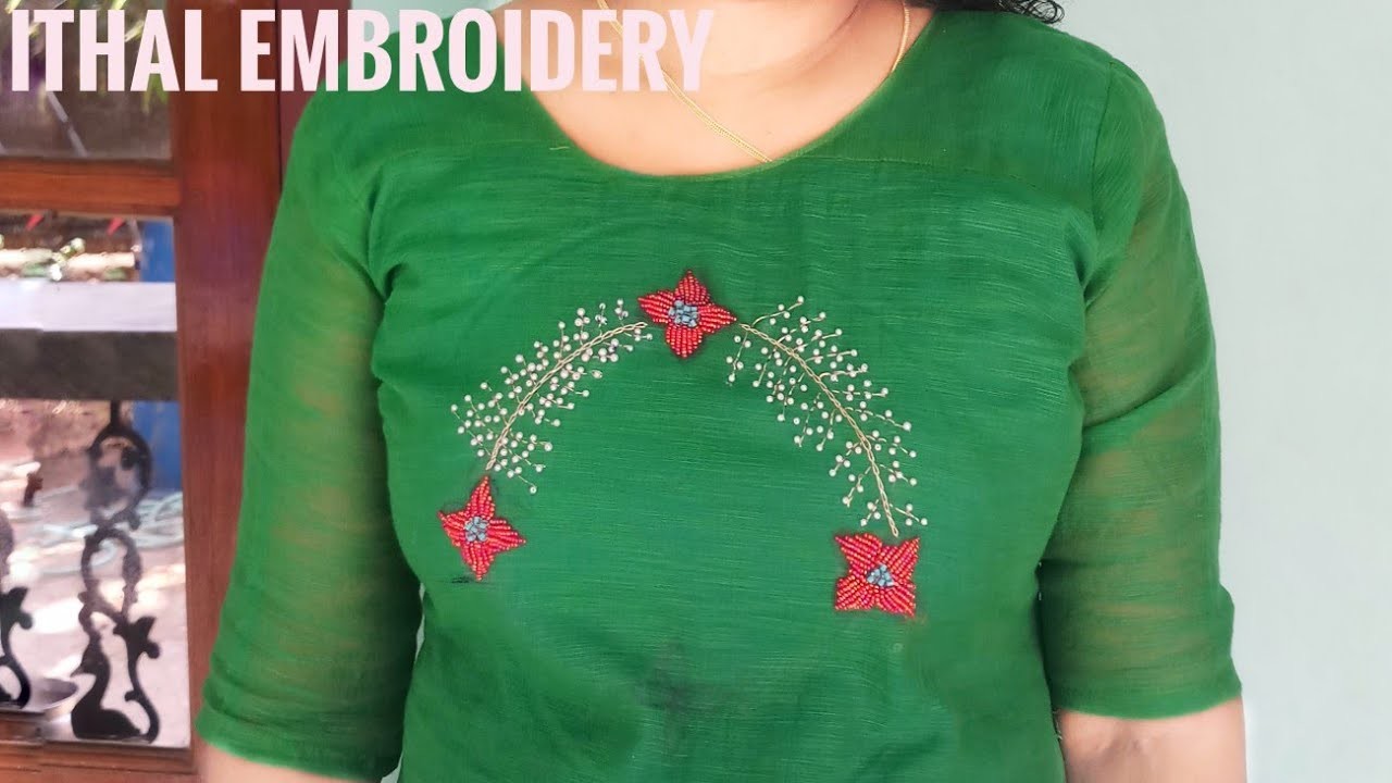 Plain material വാങ്ങി എളുപ്പത്തിൽ ചെയ്യാം ഈ embroidery||hand embroidery||