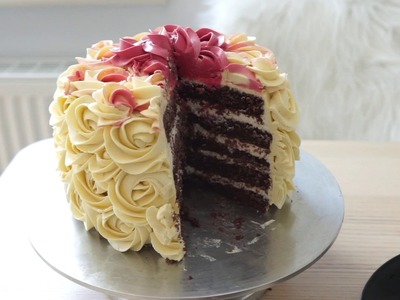 Rosentorte mit Mascarpone Creme und saftigen Schokoladenboden I Rose Cake I Wafaa´s Küche