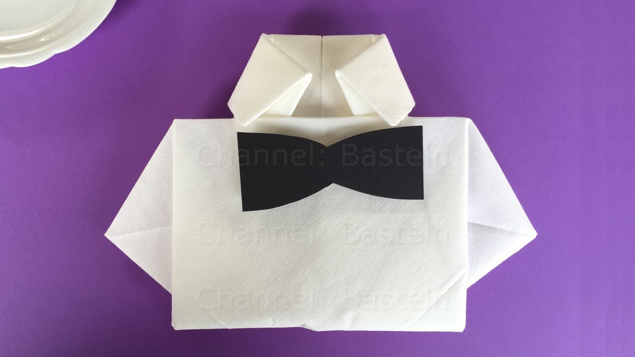 Servietten falten Hemd - Deko zur Hochzeit. Vatertag basteln - Geschenk selber machen - Origami