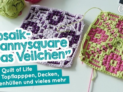 Grannyquare "Das Veilchen" mosaikhäkeln Teil 4 vom Quilt of Live #häkeln #crochet #mosaik