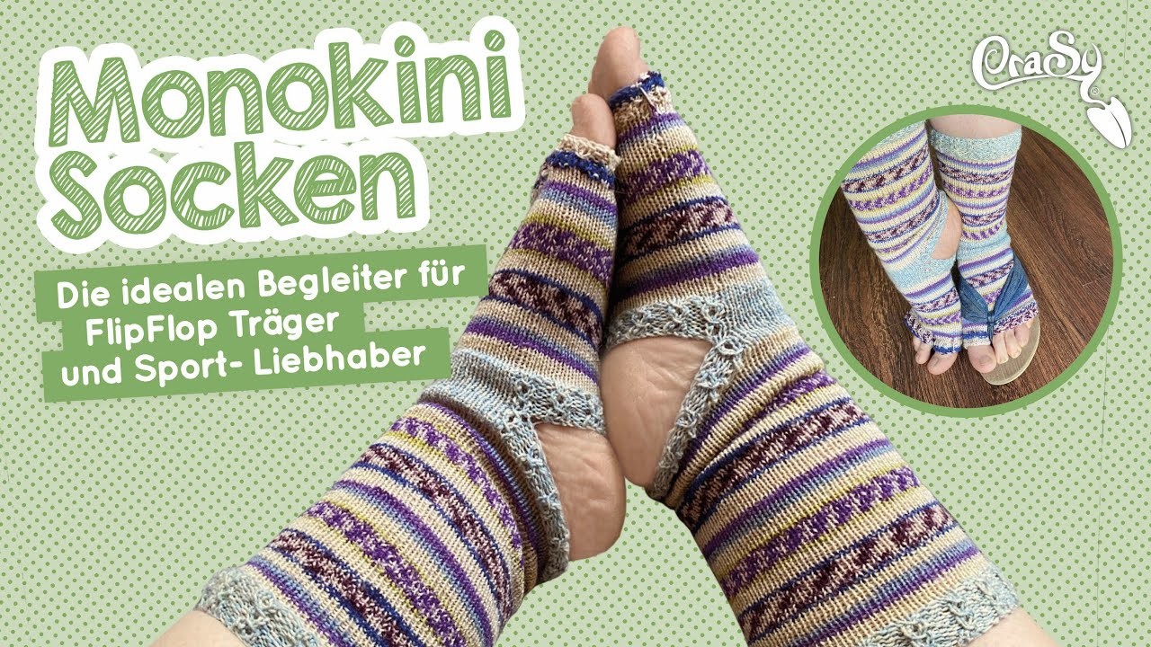 Monokini Socken stricken - die Socken für FlipFlops und Sportbegeisterte #sockenstricken #flipflops
