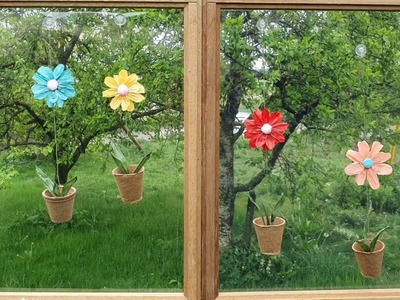 Fensterblumen aus Finnischem Papiergarn