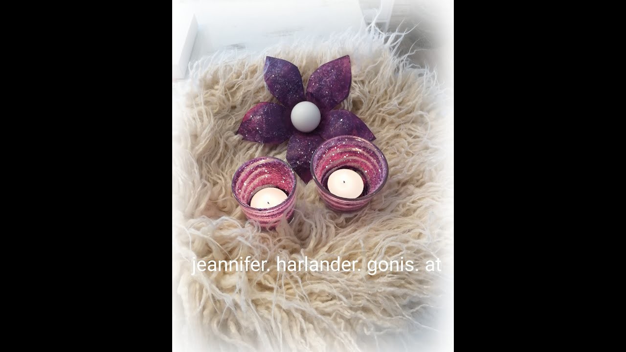 Glitzergläser Upcycling DIY mit Gonis Gonidecorfarben und Eiskristallen