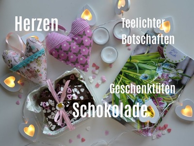 Muttertag. Schnelle günstige Geschenke selber machen. Schokolade. Geschenktüten. Herzen nähen. DIY