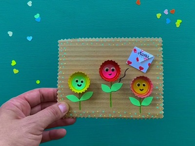 ???? MUTTERTAGSKARTE mit Kindern basteln I Tanzende Blumenkarte I einfache Idee I Upcycling für Kinder