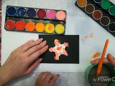 Basteln mit Kindern (Karten mit Wasserfarben)