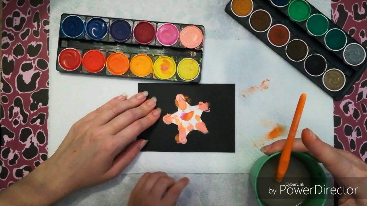 Basteln mit Kindern (Karten mit Wasserfarben)