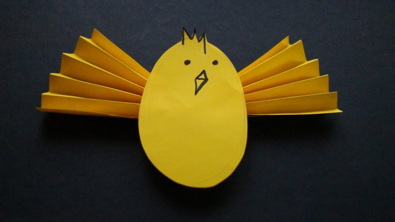 Basteln mit Papier: 'Küken. Huhn' für Dekoration an Ostern & Muttertag [W+]
