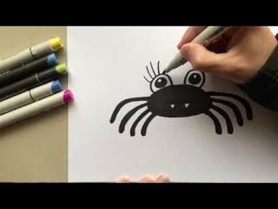 Wie male ich eine kleine süsse Spinne DIY wie malt mann Spinne Schwierigkeitslevel 1 leicht Kawai