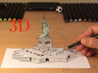 3D Zeichnen lernen für Anfänger Freiheitsstatue - How to Draw statue of Liberty in 3D