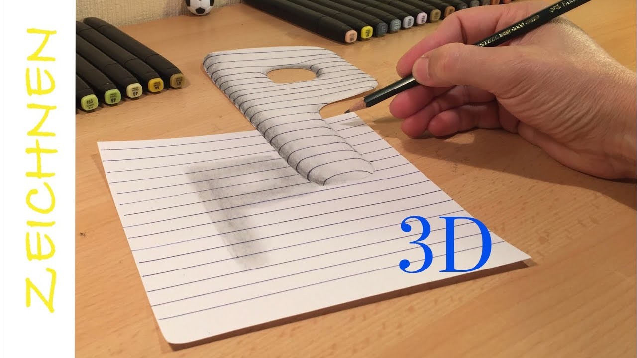 3D Zeichnen lernen für Anfänger Buchstaben P - How to Draw 3D creation ilussion