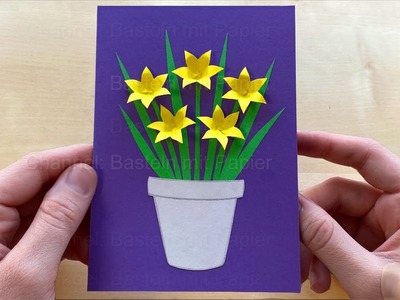 Basteln mit Papier: Glückwunschkarte mit Blumen als Geschenke selber machen ????