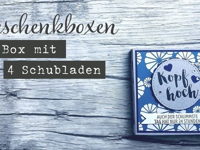 Geschenkbox mit 4 kleinen Schubladen mit dem Falz- und Schneidebrett basteln