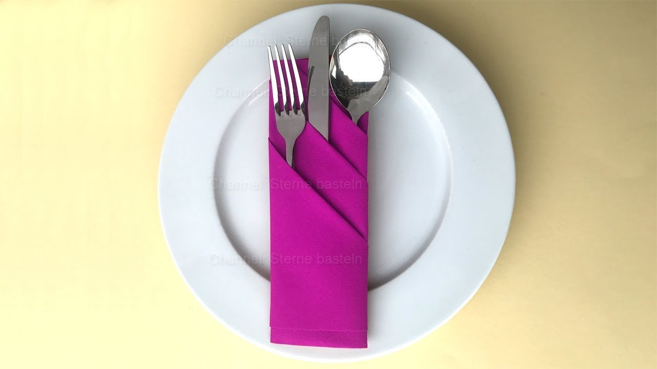 Servietten falten: Bestecktasche falten - Tischdeko selber machen. z.B. Hochzeit