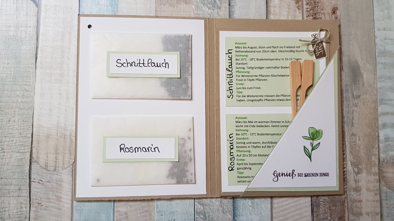 Verpackung für Saatgut. Blumensamen. Stampin Up