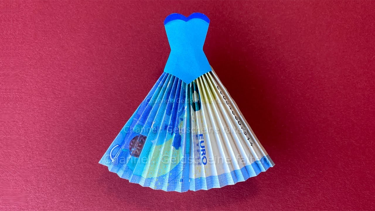 Geldscheine falten: Kleid - Brautkleid aus Geld falten zur Hochzeit - Geldgeschenke basteln