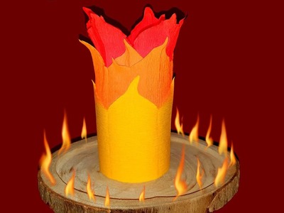 Pfingstlicht mit Flammen aus Krepppapier  | Bastelideen für Pfingsten | Windlicht | Teelichthalter
