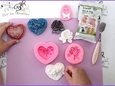 Silikonformen mit lufthärtender Modelliermasse Creall-do & dry ausfüllen
