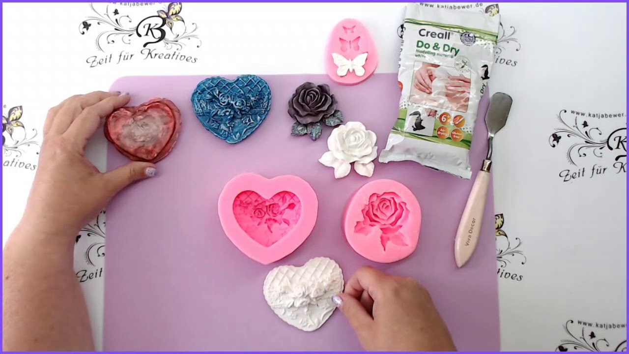 Silikonformen mit lufthärtender Modelliermasse Creall-do & dry ausfüllen