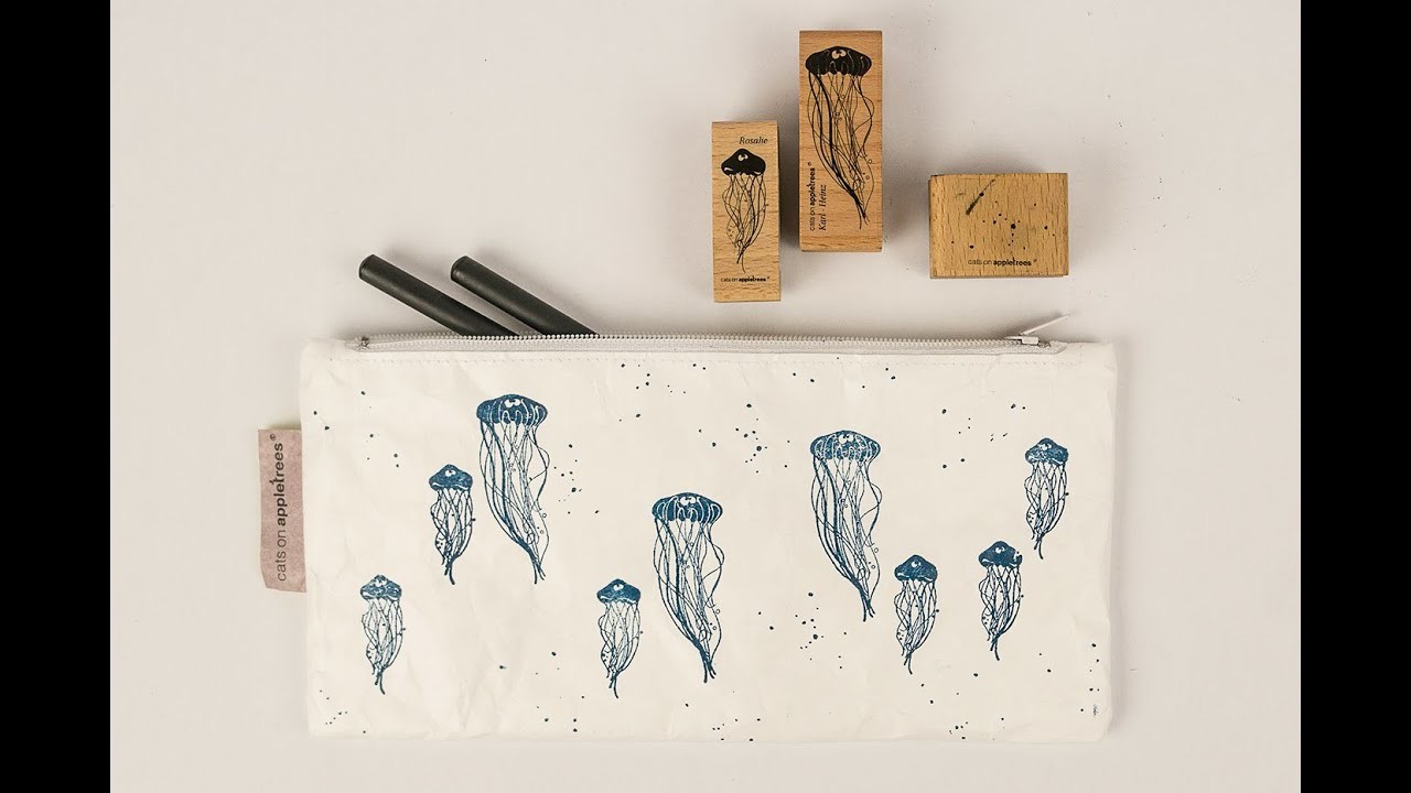 Tutorial - Stiftemäppchen aus Tyvek® mit Quallen bestempeln