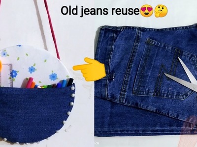 DIY organizer out of old jeans | Old jeans reuse idea