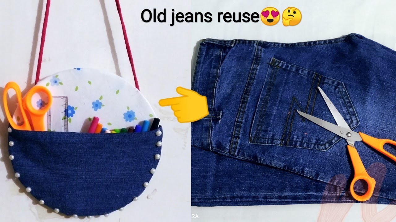 DIY organizer out of old jeans | Old jeans reuse idea
