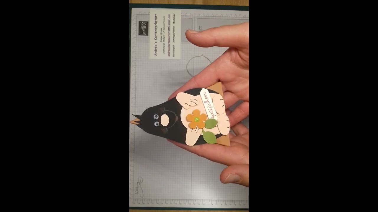 Dreieckige Box ohne Kleben mit Maulwurf - Stampin'Up! für Groß und Klein