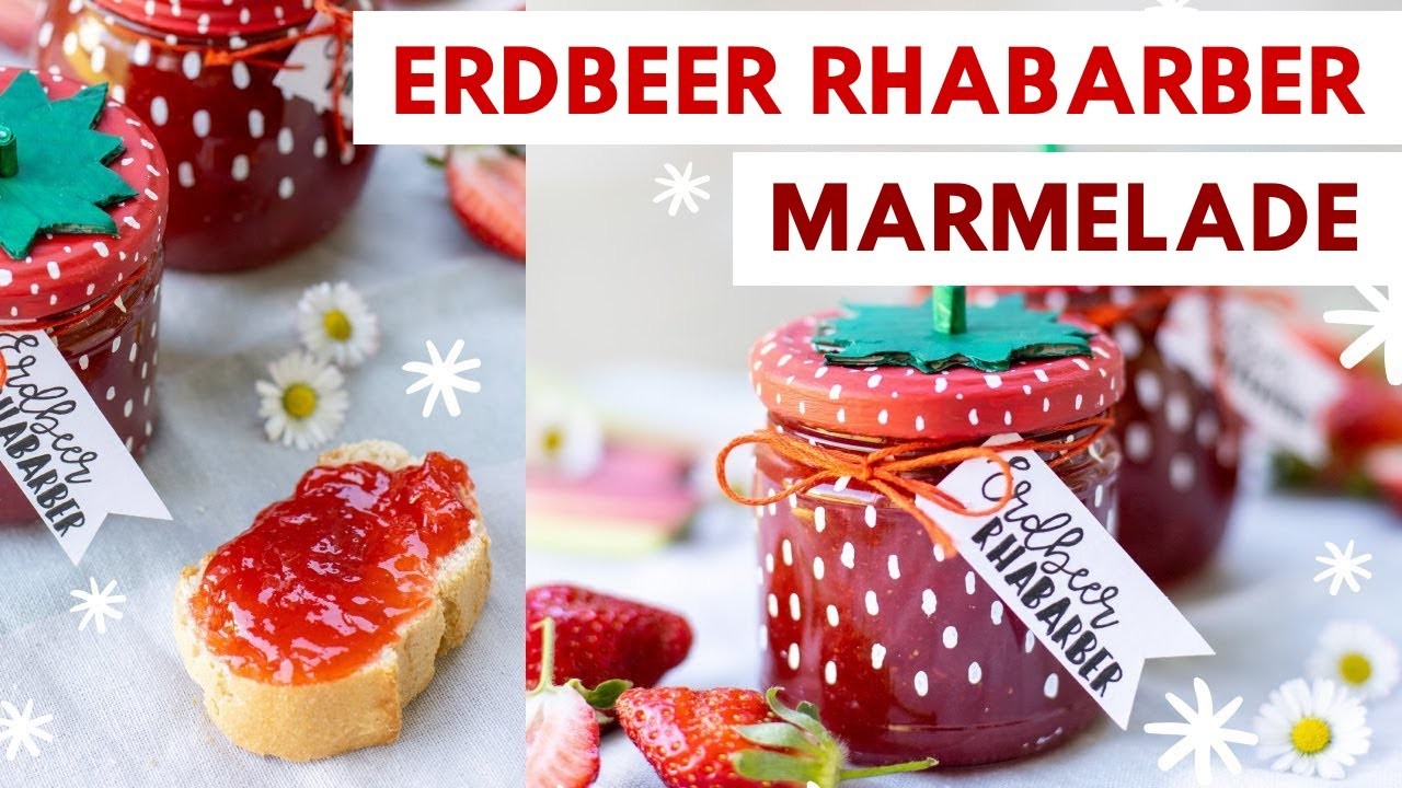 Erdbeer-Rhabarber Marmelade im Erdbeer-Look