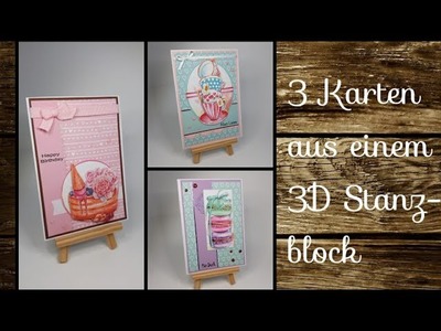 3 Karten aus einem 3D Stanzblock von Action ???????????? 3 cards out of one 3D image block from Action ????????????