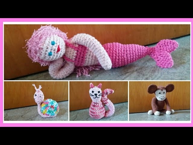 Amigurumi : Babyrassel, Meerjungfrau, Schnecke, Katze, Affe  * Julebuergerfee