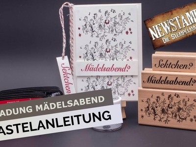 Grusskarte "Mädelsabend" Bastelanleitung mit Papier und Stempel - Einladung Karte basteln Tutorial