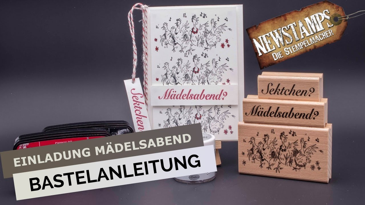 Grusskarte "Mädelsabend" Bastelanleitung mit Papier und Stempel - Einladung Karte basteln Tutorial