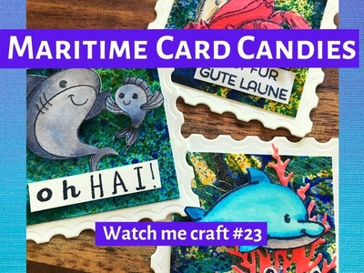 Maritime Card Candies. abstrakte Hintergründe mit Acrylspray von Action. Watch me craft #23