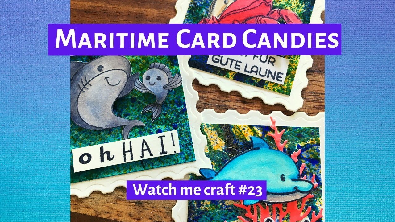 Maritime Card Candies. abstrakte Hintergründe mit Acrylspray von Action. Watch me craft #23