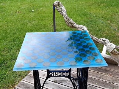 Tischplatte aus achtecken und epoxidharz Teil 5 fertig!!!