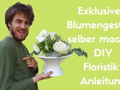 Blumengesteck in Pokal in weiss selber machen - DIY  Floristik Anleitung selber machen - Blumenmann