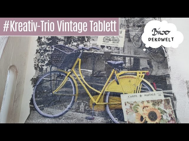 #KreativTrio Vintage Tablett mit Serviettentechnik