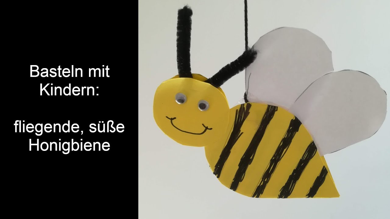 Basteln mit Kindern: fliegende, süße Honigbiene aus Papier – ganz einfach!