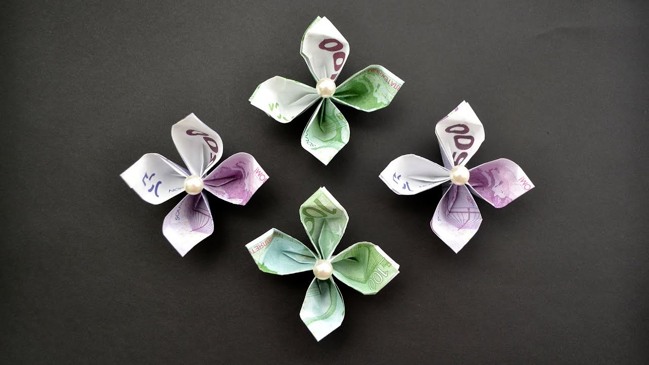 Origami BLUME Euro Geldschein GELD FALTEN | Money Origami FLOWERS Euro bills |Tutorial by ColorIdeas
