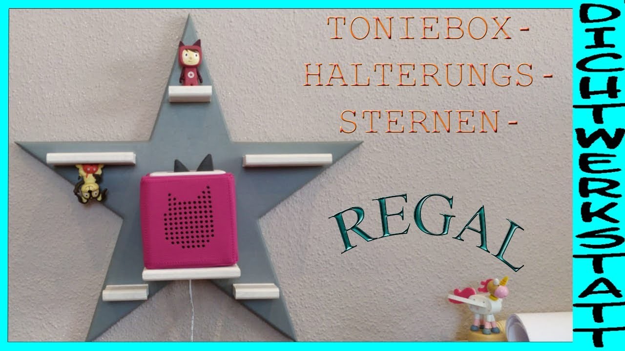 Toniebox, Tonie-Figuren, Sternenregal, Tonieboxhalterung, magnetisch, Stern aus Holz, gedichtet,