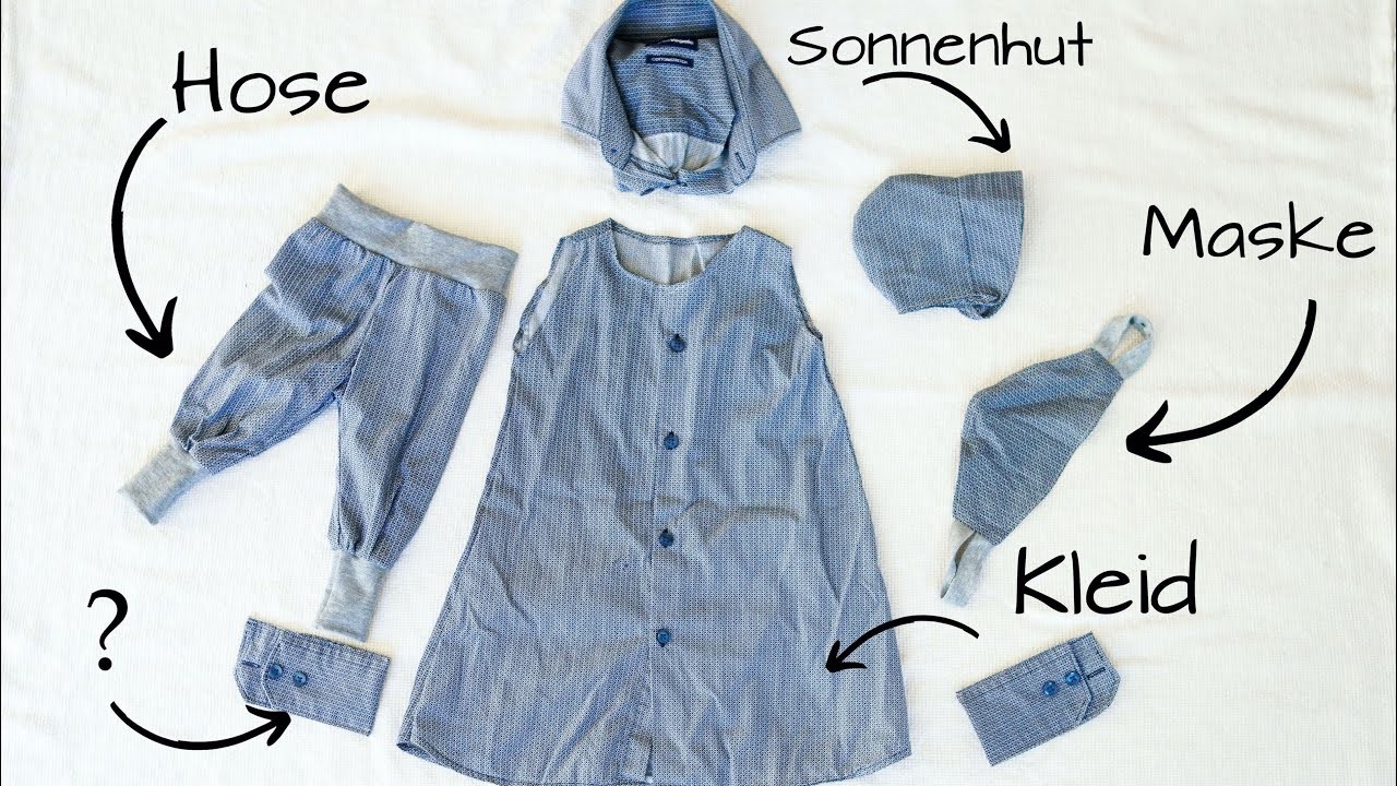 6 DIY Upcycling Nähideen aus alten Herrenhemden | Mundschutz, Kleid, Pumphose nähen | THRIFT FLIP